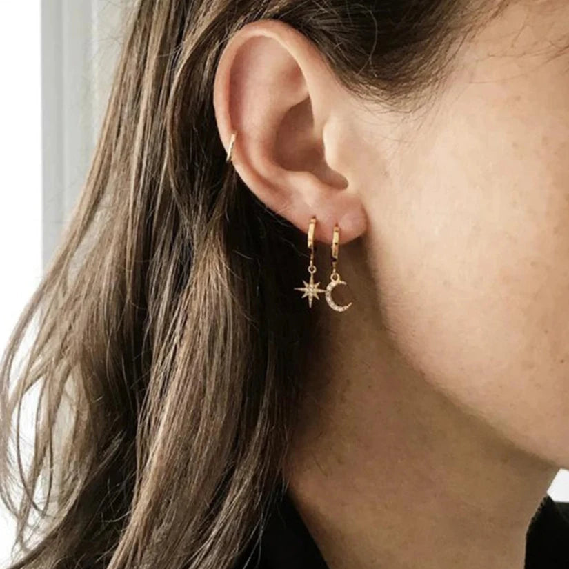 Aesthetic Star Moon Hanging Earring