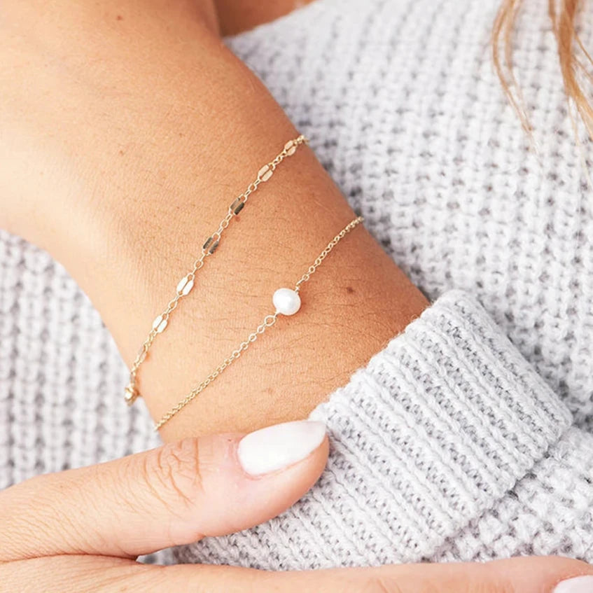 Simple Layered Lip Chain Bracelet Jewelry