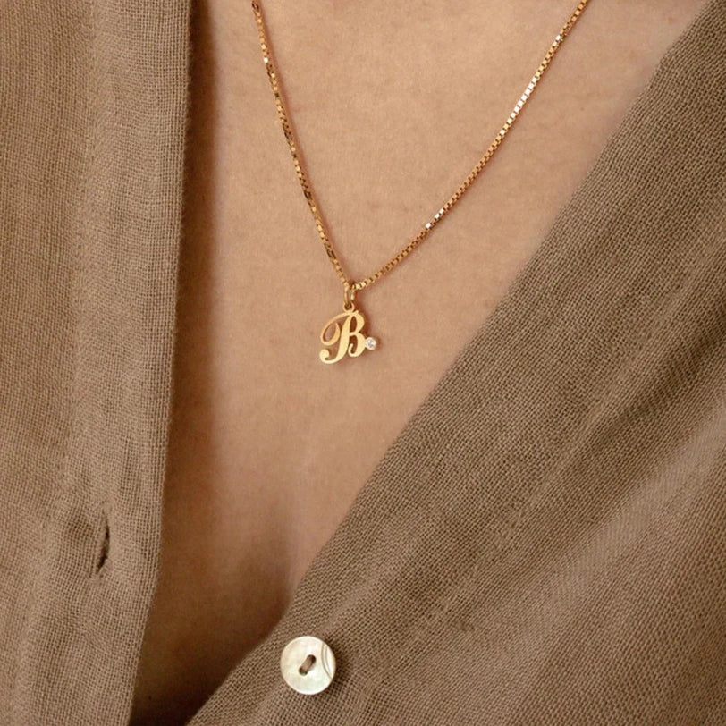 Alphabet Birthstone Name Custom Necklace